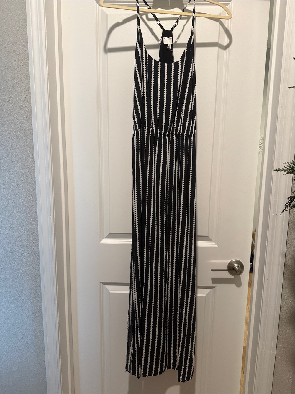 Witchery Black & White Vertical Stripe Maxi Dress